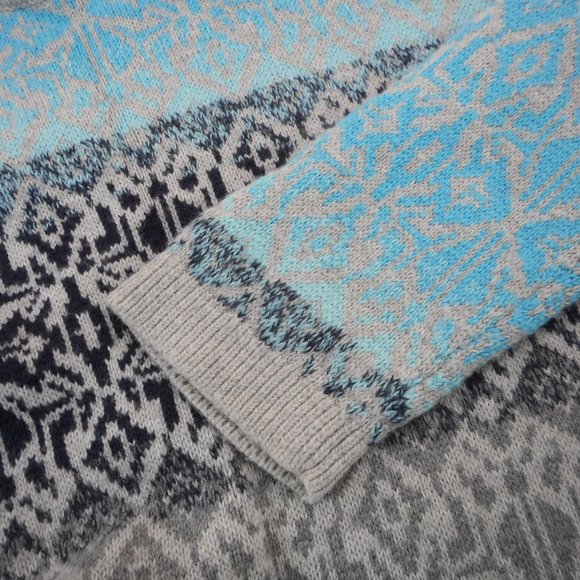 Talbots Women's M Fair Isle Pullover Lambswool Blend Sweater Blue Gray Navy - Picture 6 of 6